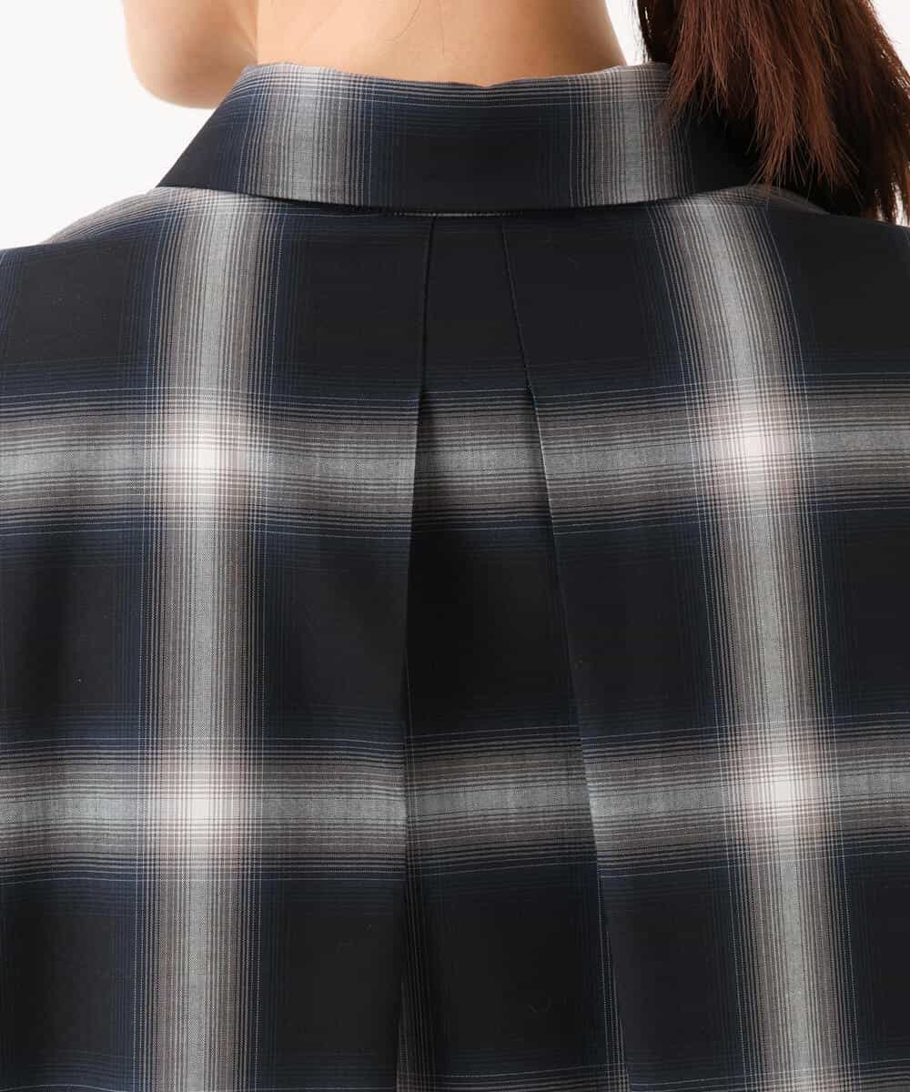FKEJD31260 MK MICHEL KLEIN(MK ミッシェルクラン) [洗える]オンブレチェック柄シャツワンピース ネイビー