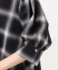 FKEJD31260 MK MICHEL KLEIN(MK ミッシェルクラン) [洗える]オンブレチェック柄シャツワンピース ネイビー