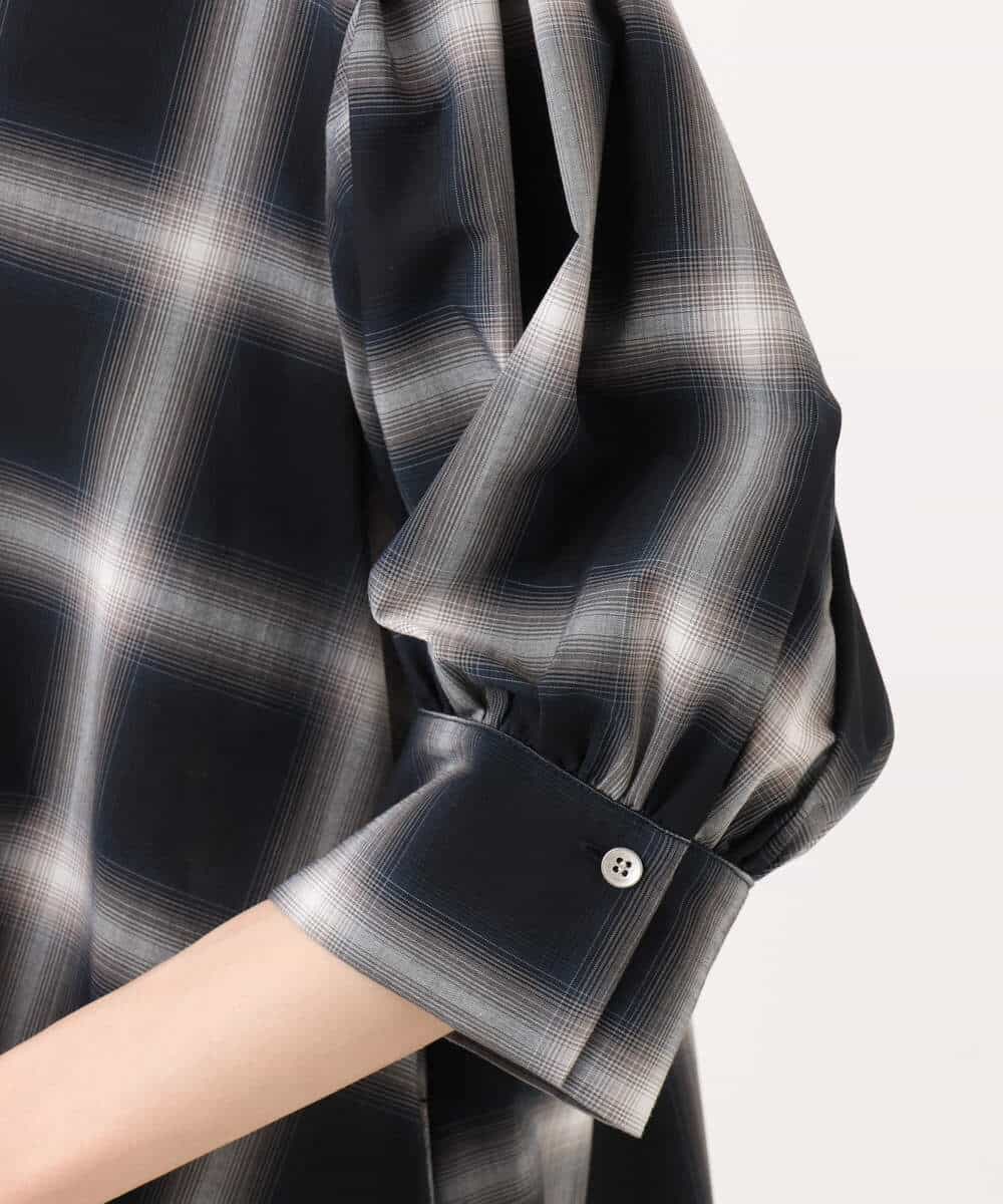 FKEJD31260 MK MICHEL KLEIN(MK ミッシェルクラン) [洗える]オンブレチェック柄シャツワンピース ネイビー