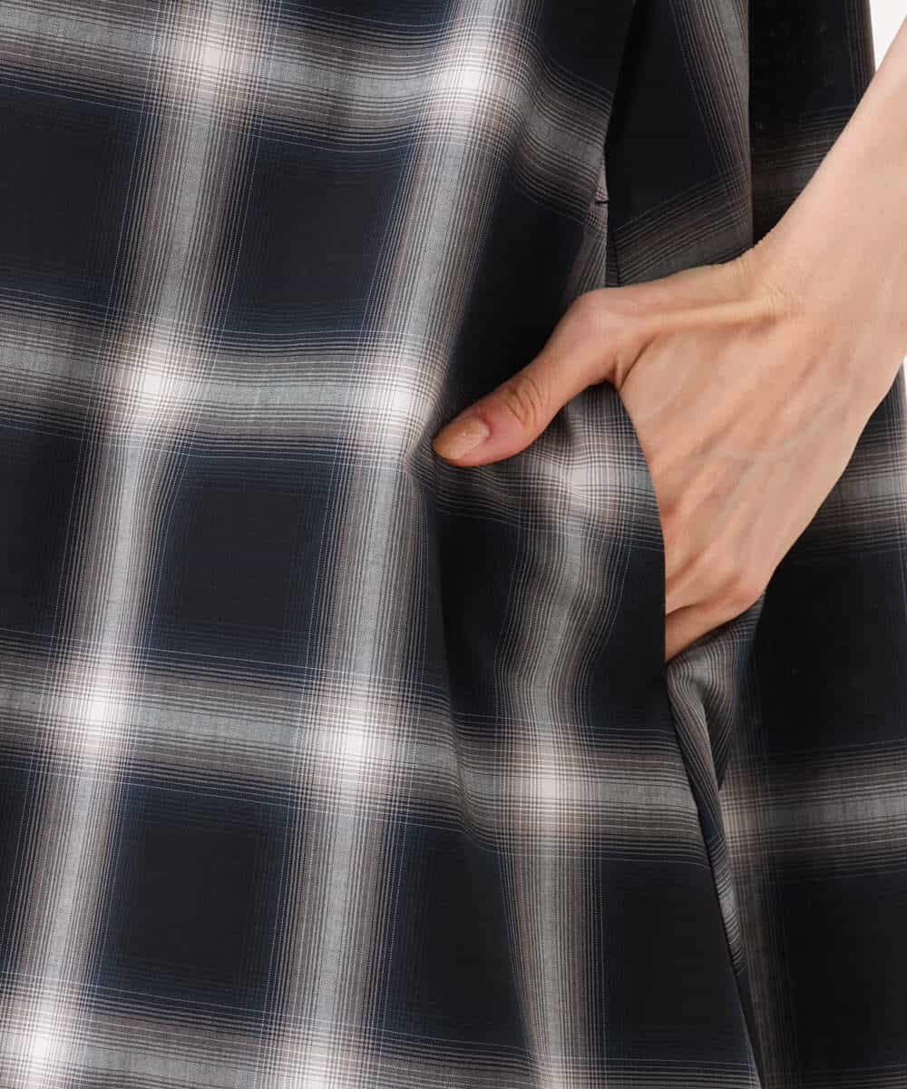FKEJD31260 MK MICHEL KLEIN(MK ミッシェルクラン) [洗える]オンブレチェック柄シャツワンピース ネイビー