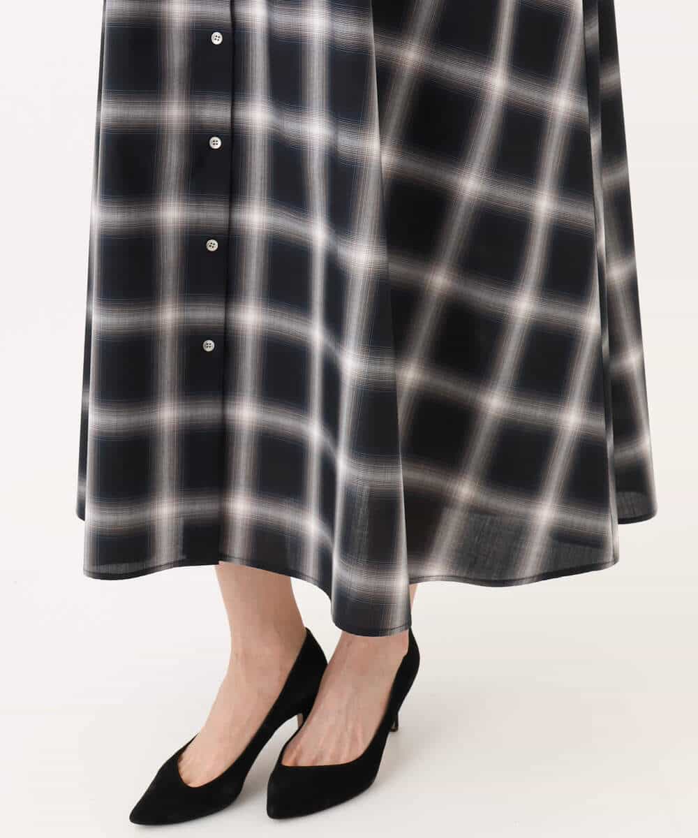 FKEJD31260 MK MICHEL KLEIN(MK ミッシェルクラン) [洗える]オンブレチェック柄シャツワンピース ネイビー