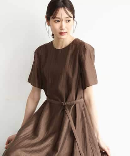 FKEJD32210 MK MICHEL KLEIN [洗える]ドビーストライプフレアーワンピース