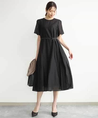 FKEJD32210 MK MICHEL KLEIN [洗える]ドビーストライプフレアーワンピース