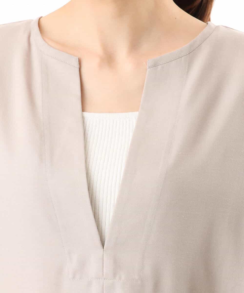 FKEJD70230 MK MICHEL KLEIN(MK ミッシェルクラン) [洗える]深V開きサックワンピース ベージュ