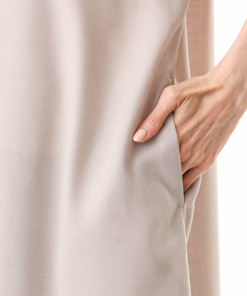 FKEJD70230 MK MICHEL KLEIN(MK ミッシェルクラン) [洗える]深V開きサックワンピース ベージュ