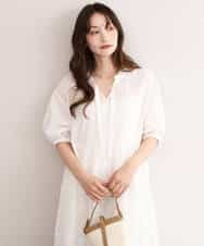FKEJD71260 MK MICHEL KLEIN(MK ミッシェルクラン) [洗える]パッチワークコットンレースワンピース ブラック