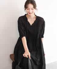FKEJD71260 MK MICHEL KLEIN(MK ミッシェルクラン) [洗える]パッチワークコットンレースワンピース ブラック