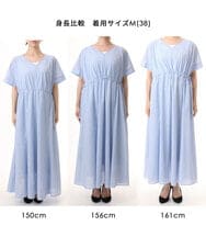 FKEJD77230 MK MICHEL KLEIN(MK ミッシェルクラン) [接触冷感/透湿性/洗える]ストライプ柄V開きワンピース ネイビー