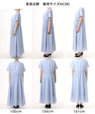 FKEJD77230 MK MICHEL KLEIN(MK ミッシェルクラン) [接触冷感/透湿性/洗える]ストライプ柄V開きワンピース ネイビー