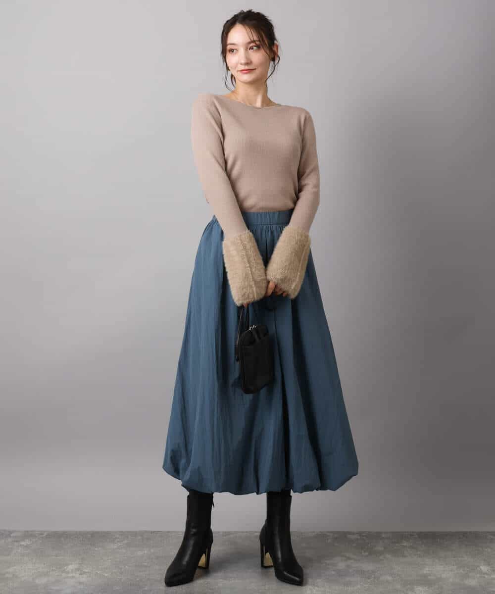 FKFAD41140 MK MICHEL KLEIN(MK ミッシェルクラン) フェザー切替えコンパクトリブニット/洗える ライトイエロー