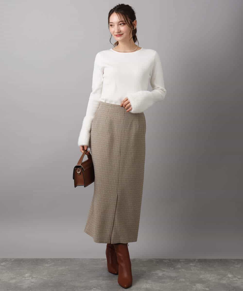 FKFAD41140 MK MICHEL KLEIN(MK ミッシェルクラン) フェザー切替えコンパクトリブニット/洗える ライトイエロー