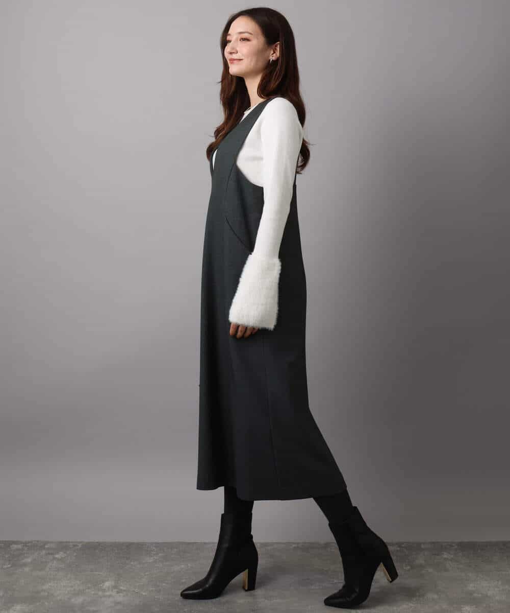 FKFAD41140 MK MICHEL KLEIN(MK ミッシェルクラン) フェザー切替えコンパクトリブニット/洗える ライトイエロー