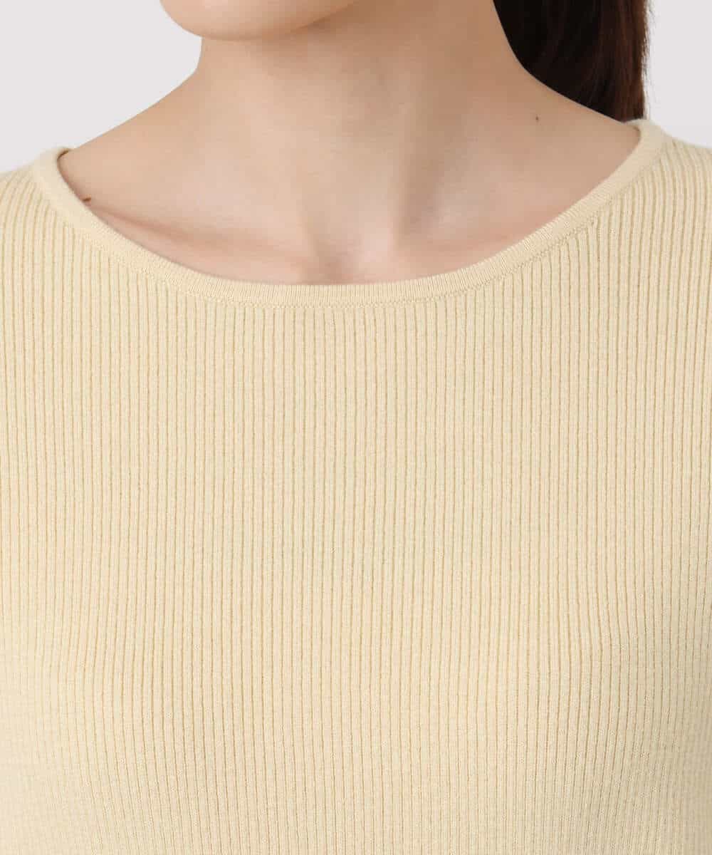FKFAD41140 MK MICHEL KLEIN(MK ミッシェルクラン) フェザー切替えコンパクトリブニット/洗える ライトイエロー