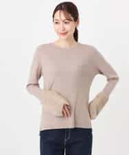 FKFAD41140 MK MICHEL KLEIN(MK ミッシェルクラン) フェザー切替えコンパクトリブニット/洗える ライトイエロー