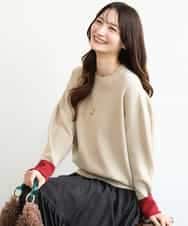 FKFAG40120 MK MICHEL KLEIN(MK ミッシェルクラン) [洗える]スウェットライク配色ニット ベージュ