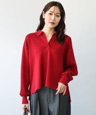 FKFAG42160 MK MICHEL KLEIN(MK ミッシェルクラン) [洗える]衿付きラガーニット レッド