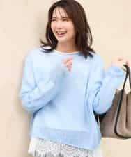 FKFAG44160 MK MICHEL KLEIN(MK ミッシェルクラン) [洗える]モヘアメッシュニット ライトブルー