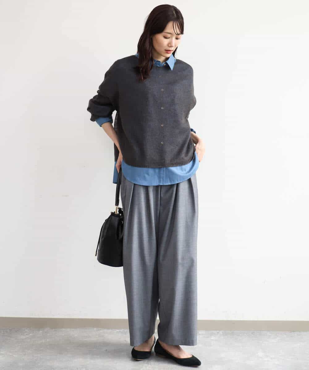FKFAG44160 MK MICHEL KLEIN(MK ミッシェルクラン) [洗える]モヘアメッシュニット ライトブルー