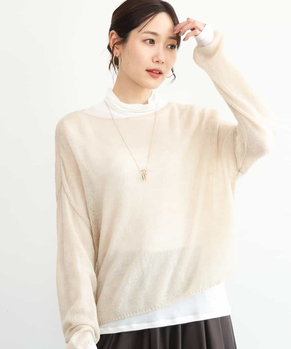FKFAG44160 MK MICHEL KLEIN(MK ミッシェルクラン) [洗える]モヘアメッシュニット ベージュ