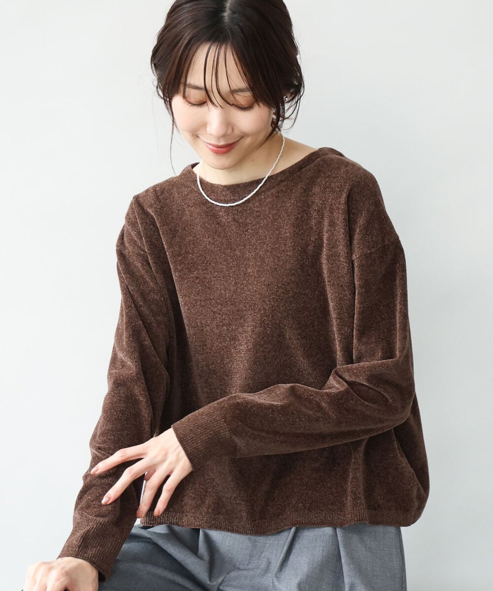 FKFAG45120 MK MICHEL KLEIN(MK ミッシェルクラン) [洗える]モールヤーンボートネックニット レッド