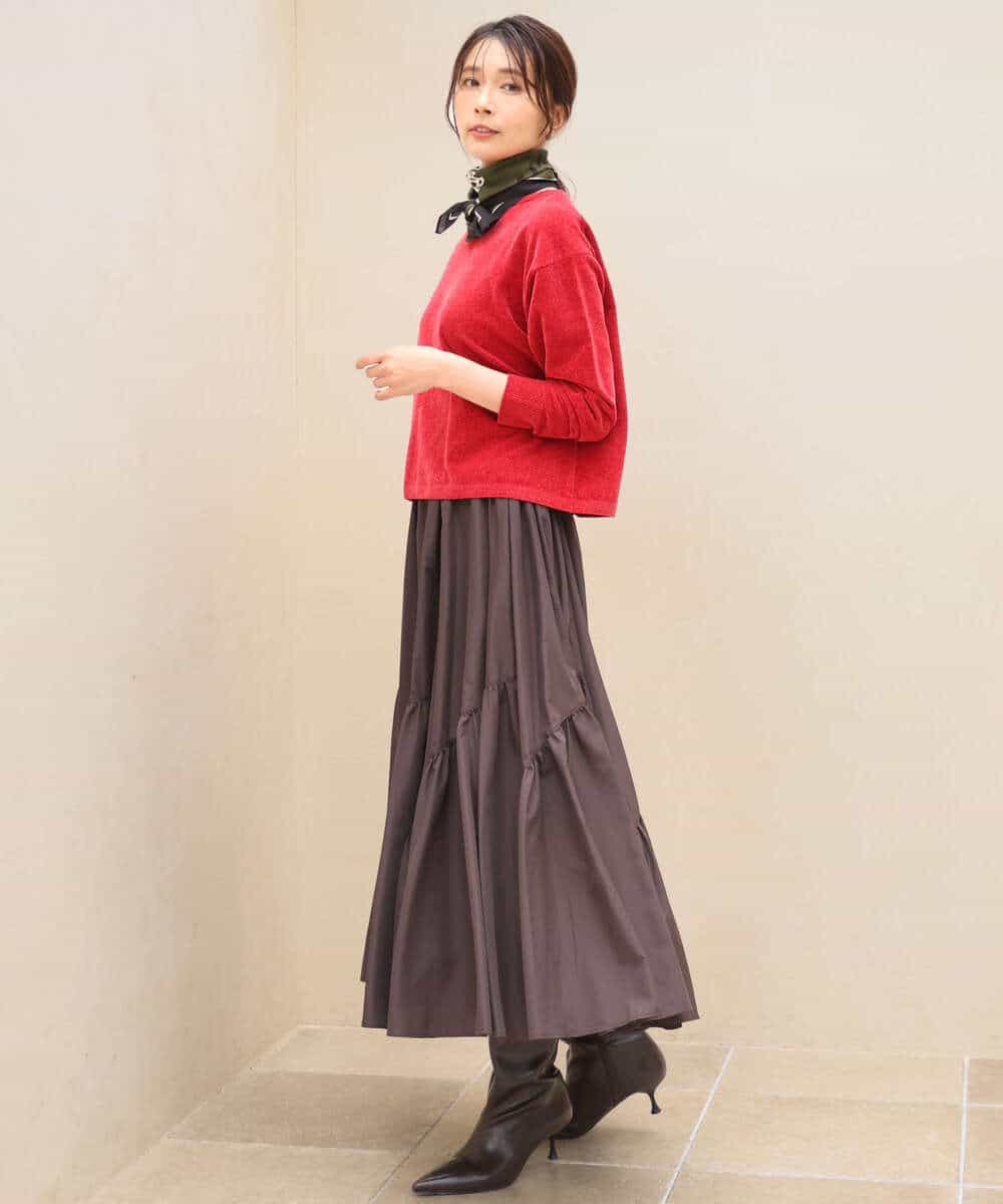 FKFAG45120 MK MICHEL KLEIN(MK ミッシェルクラン) [洗える]モールヤーンボートネックニット レッド