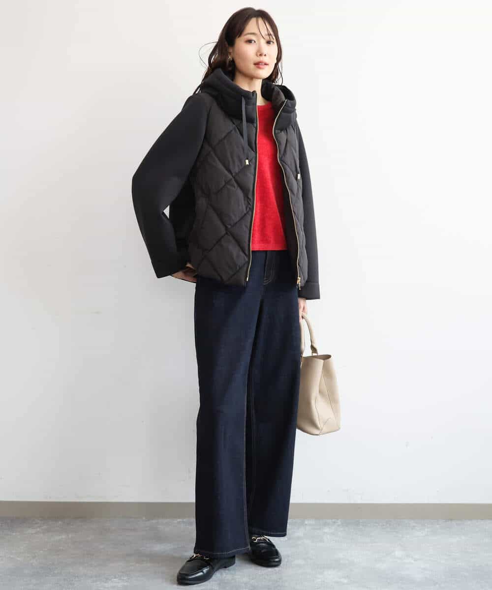 FKFAG45120 MK MICHEL KLEIN(MK ミッシェルクラン) [洗える]モールヤーンボートネックニット レッド