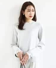 FKFDD11140 MK MICHEL KLEIN(MK ミッシェルクラン) [洗える]レースデザインコンパクトニット ライトグレー