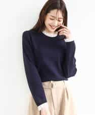 FKFDD11140 MK MICHEL KLEIN(MK ミッシェルクラン) [洗える]レースデザインコンパクトニット ライトグレー