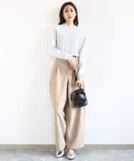 FKFDD11140 MK MICHEL KLEIN(MK ミッシェルクラン) [洗える]レースデザインコンパクトニット ライトグレー