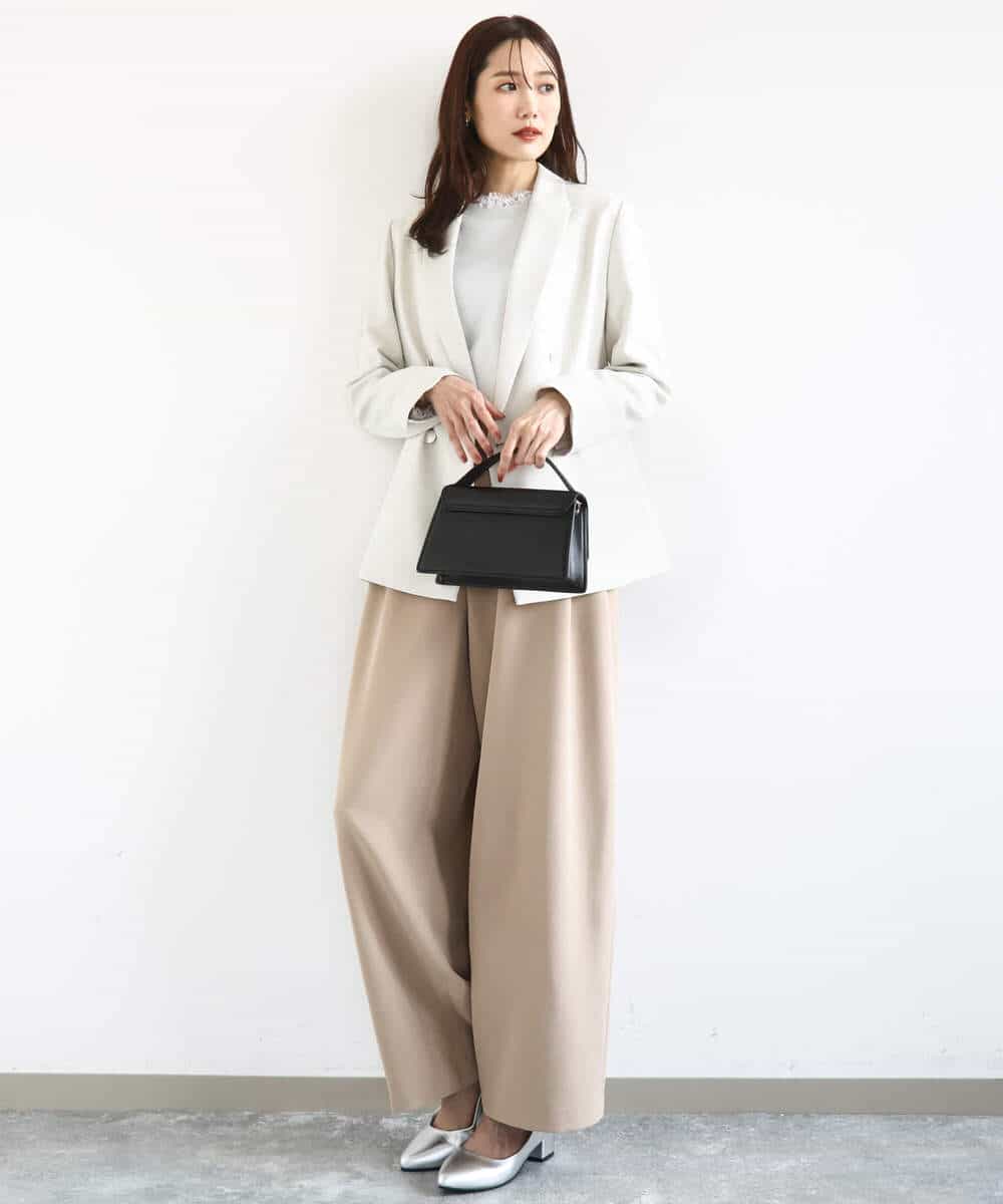 FKFDD11140 MK MICHEL KLEIN(MK ミッシェルクラン) [洗える]レースデザインコンパクトニット ライトグレー