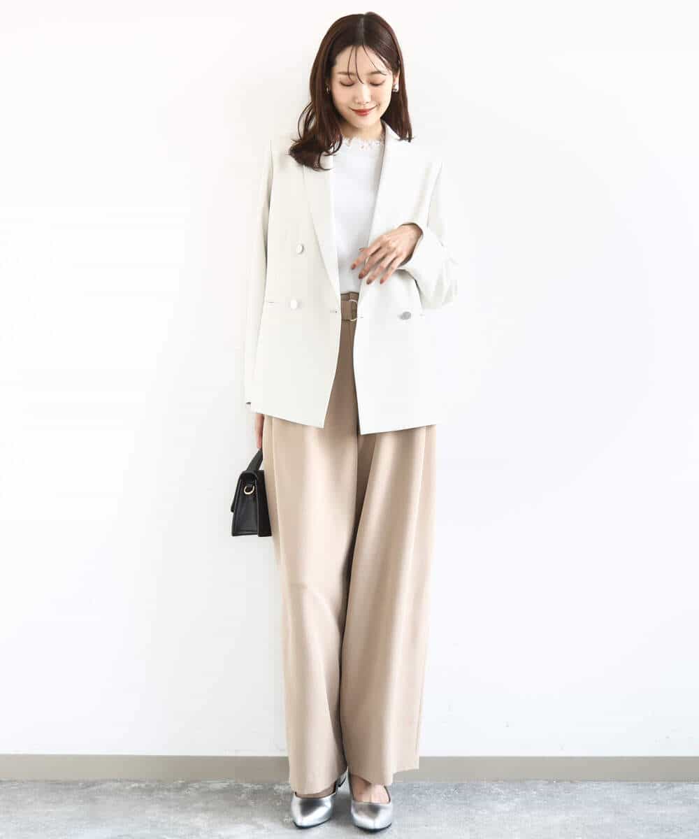 FKFDD11140 MK MICHEL KLEIN(MK ミッシェルクラン) [洗える]レースデザインコンパクトニット ライトグレー