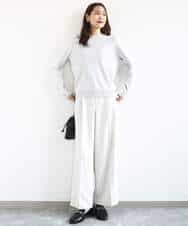 FKFDD11140 MK MICHEL KLEIN(MK ミッシェルクラン) [洗える]レースデザインコンパクトニット ライトグレー