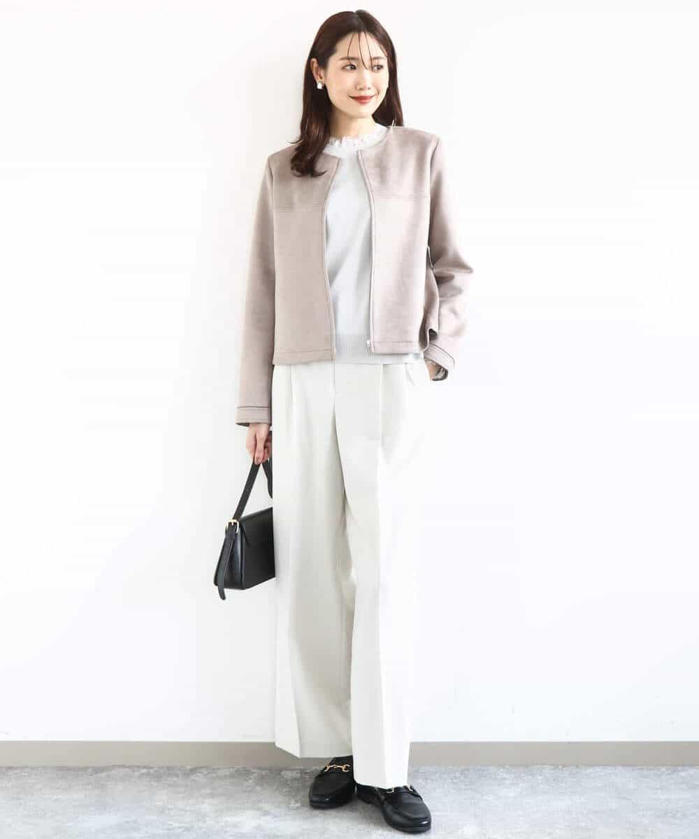 FKFDD11140 MK MICHEL KLEIN(MK ミッシェルクラン) [洗える]レースデザインコンパクトニット ライトグレー