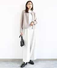 FKFDD11140 MK MICHEL KLEIN(MK ミッシェルクラン) [洗える]レースデザインコンパクトニット ライトグレー