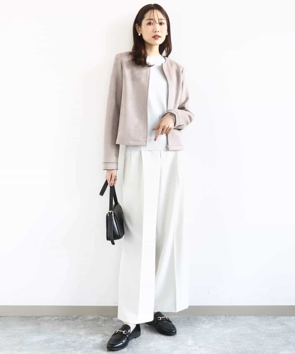 FKFDD11140 MK MICHEL KLEIN(MK ミッシェルクラン) [洗える]レースデザインコンパクトニット ライトグレー