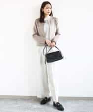 FKFDD11140 MK MICHEL KLEIN(MK ミッシェルクラン) [洗える]レースデザインコンパクトニット ライトグレー
