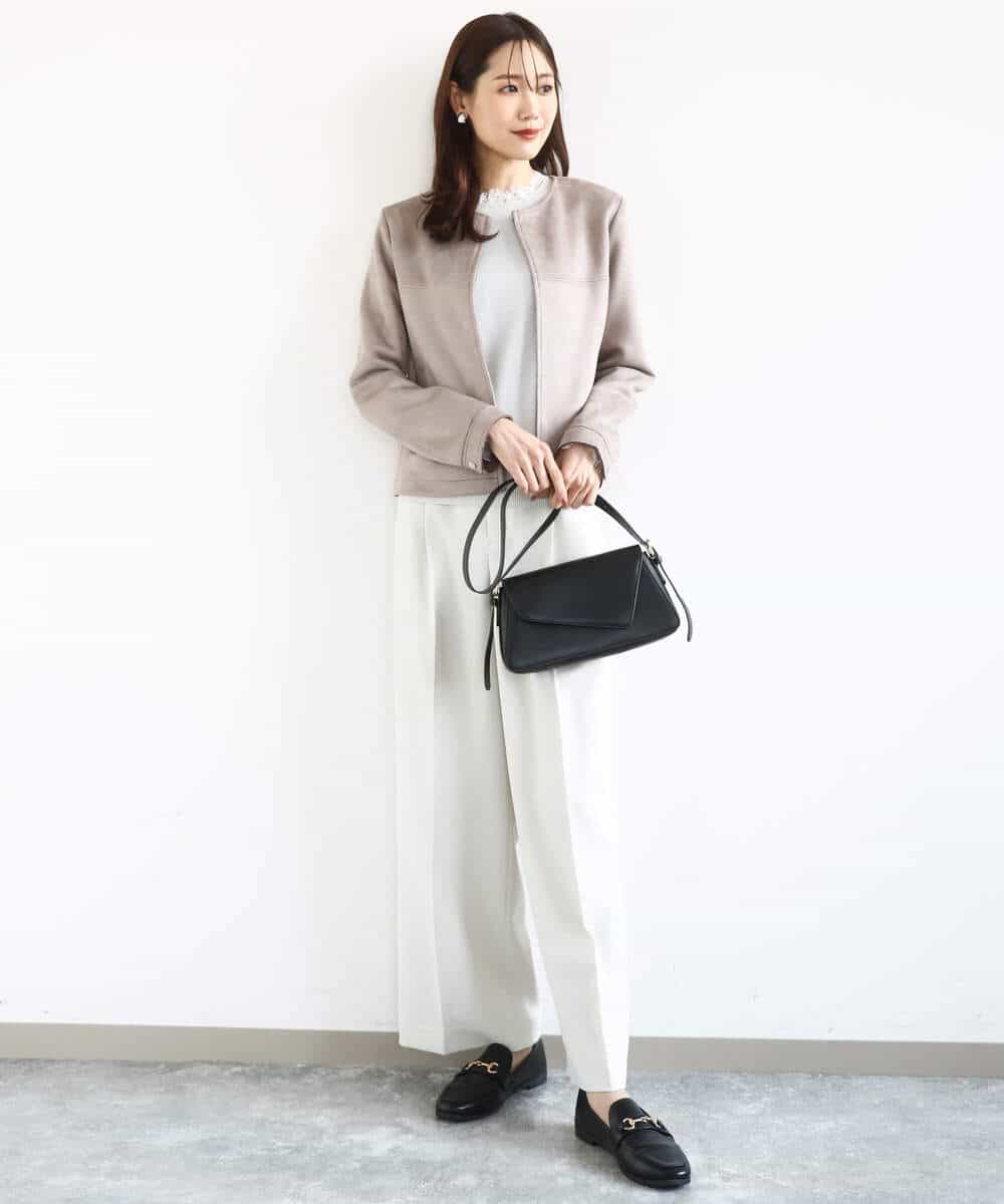FKFDD11140 MK MICHEL KLEIN(MK ミッシェルクラン) [洗える]レースデザインコンパクトニット ライトグレー