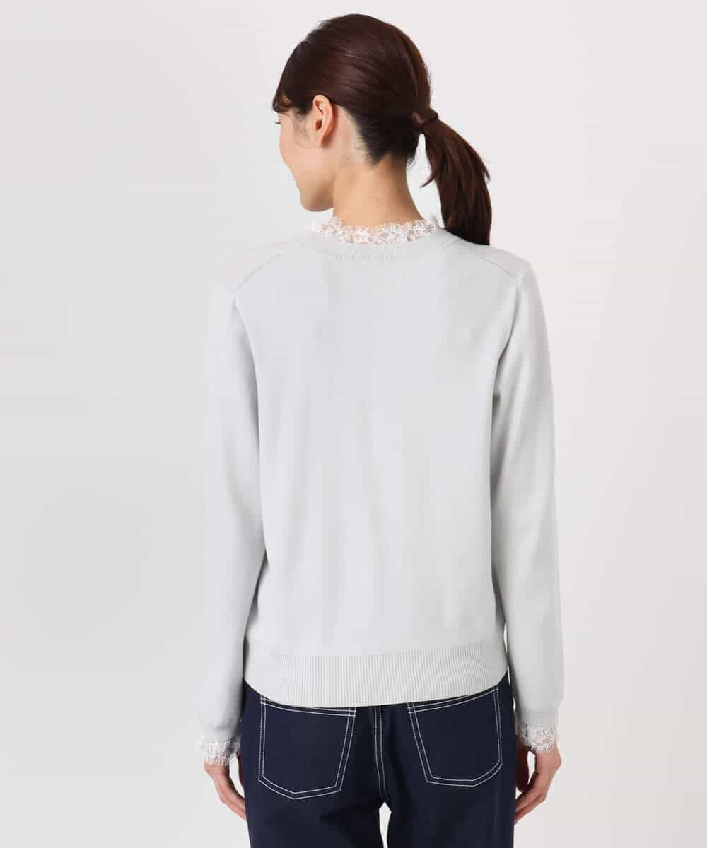 FKFDD11140 MK MICHEL KLEIN(MK ミッシェルクラン) [洗える]レースデザインコンパクトニット ライトグレー