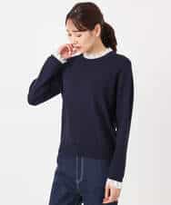 FKFDD11140 MK MICHEL KLEIN(MK ミッシェルクラン) [洗える]レースデザインコンパクトニット ライトグレー