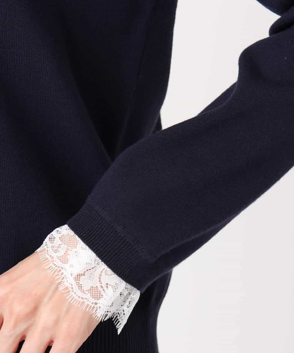 FKFDD11140 MK MICHEL KLEIN(MK ミッシェルクラン) [洗える]レースデザインコンパクトニット ライトグレー