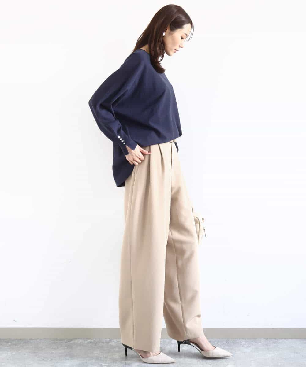 FKFDD12130 MK MICHEL KLEIN(MK ミッシェルクラン) [洗える]ドルマンスリーブニット ライトブルー