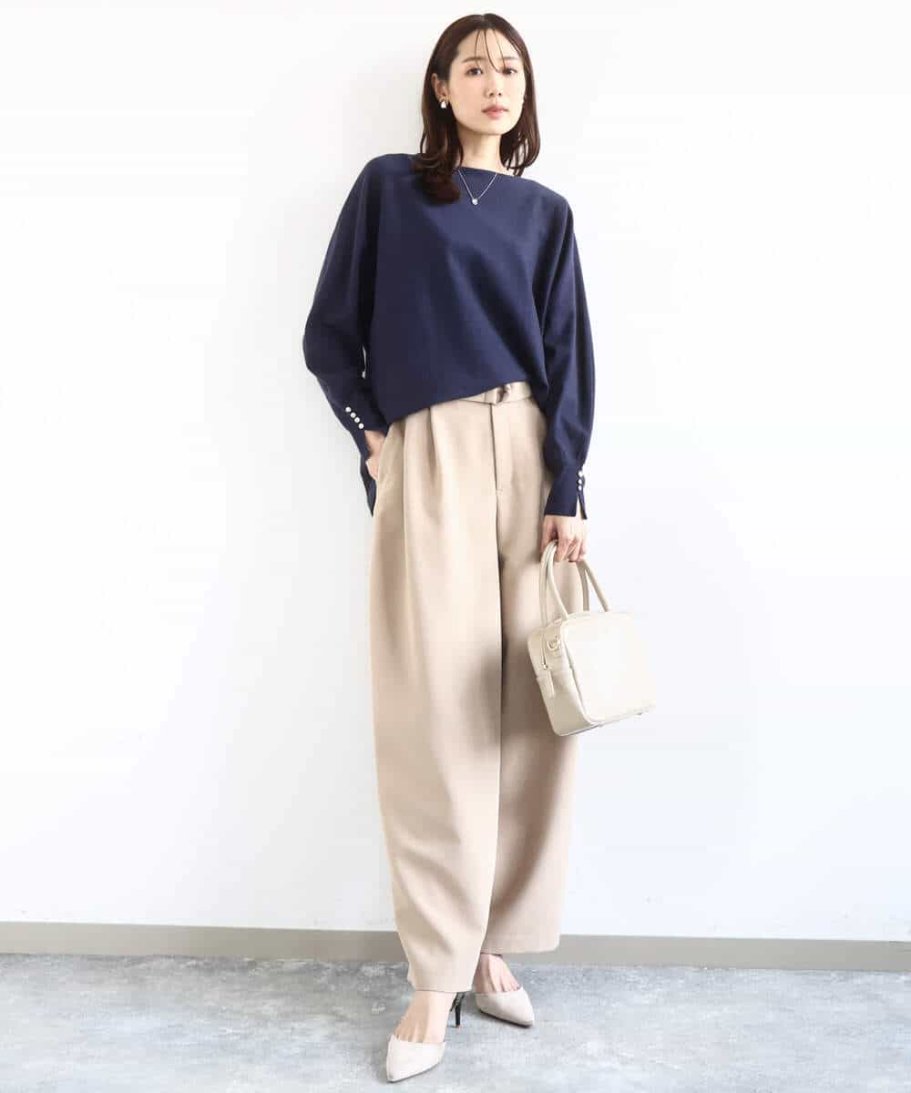 FKFDD12130 MK MICHEL KLEIN(MK ミッシェルクラン) [洗える]ドルマンスリーブニット ライトブルー