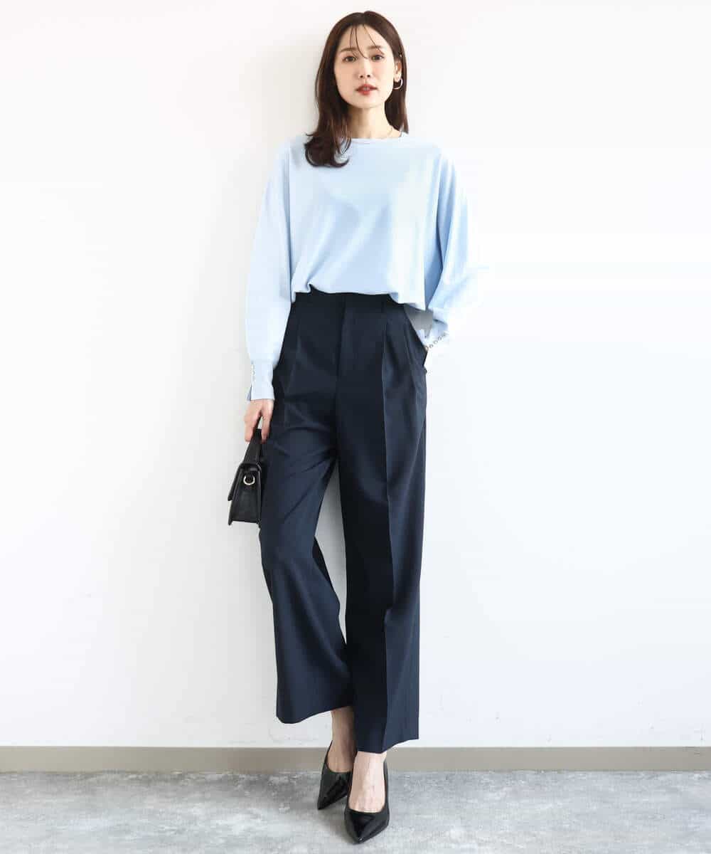 FKFDD12130 MK MICHEL KLEIN(MK ミッシェルクラン) [洗える]ドルマンスリーブニット ライトブルー