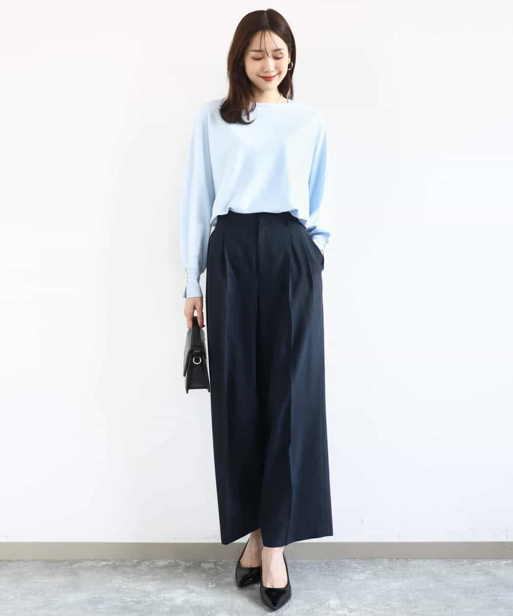 FKFDD12130 MK MICHEL KLEIN(MK ミッシェルクラン) [洗える]ドルマンスリーブニット ライトブルー
