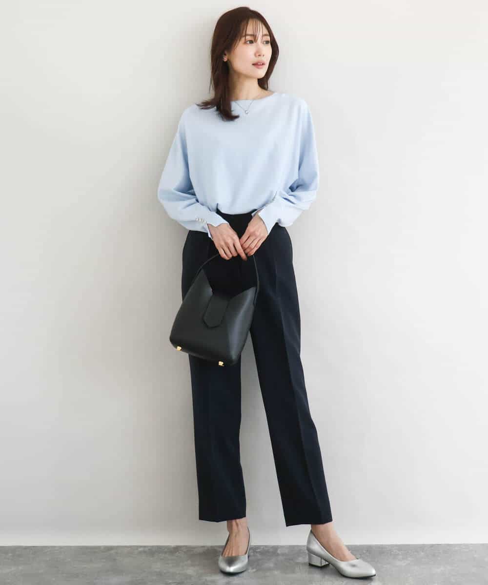 FKFDD12130 MK MICHEL KLEIN(MK ミッシェルクラン) [洗える]ドルマンスリーブニット ライトブルー