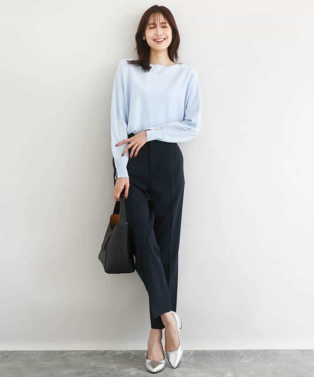 FKFDD12130 MK MICHEL KLEIN(MK ミッシェルクラン) [洗える]ドルマンスリーブニット ライトブルー