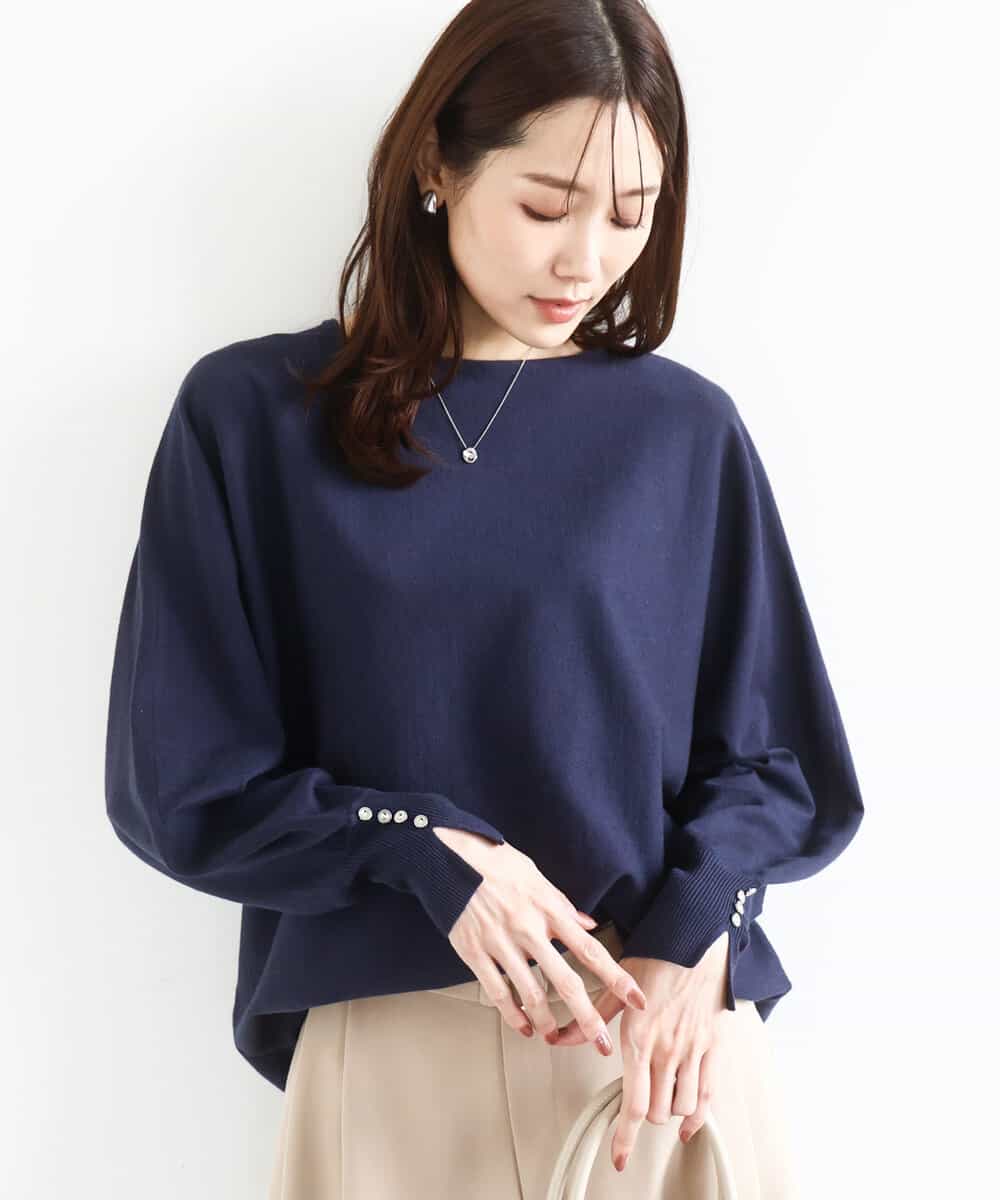 FKFDD12130 MK MICHEL KLEIN(MK ミッシェルクラン) [洗える]ドルマンスリーブニット ネイビー