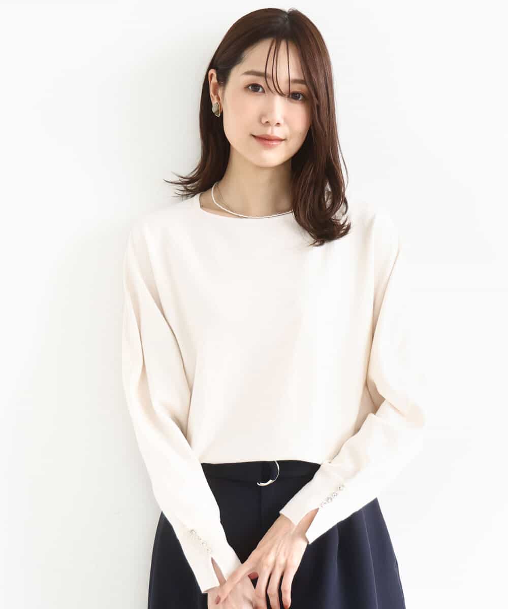 FKFDD12130 MK MICHEL KLEIN(MK ミッシェルクラン) [洗える]ドルマンスリーブニット アイボリー