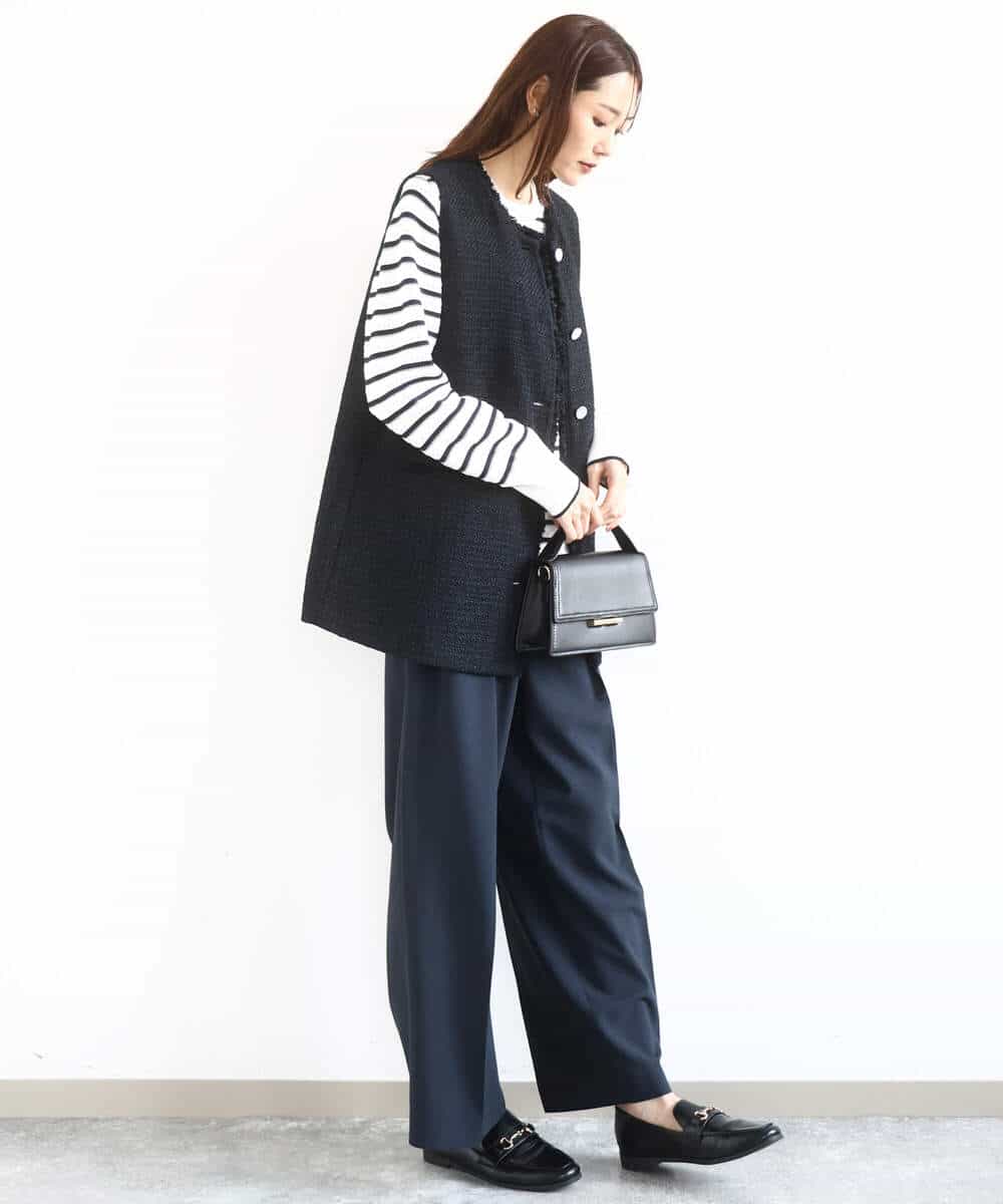 FKFDD13150 MK MICHEL KLEIN(MK ミッシェルクラン) 柄編みボーダーニット ネイビー