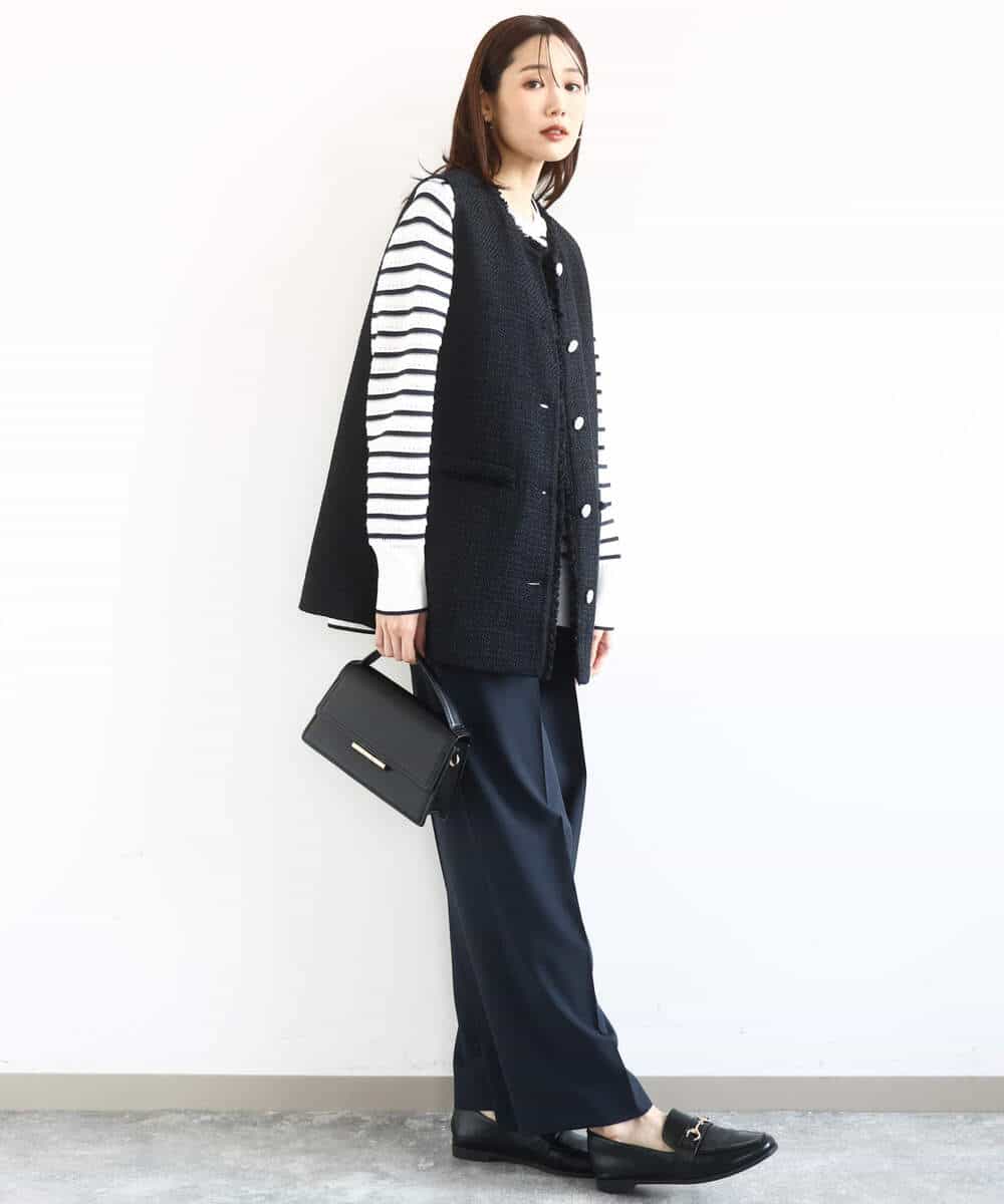 FKFDD13150 MK MICHEL KLEIN(MK ミッシェルクラン) 柄編みボーダーニット ネイビー